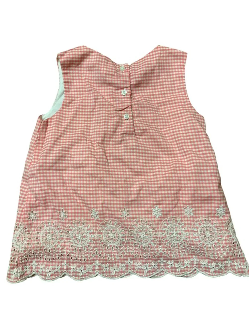 Baby Gap Blouse Girls 4T Pink Gingham Eyelet Embroidered Top